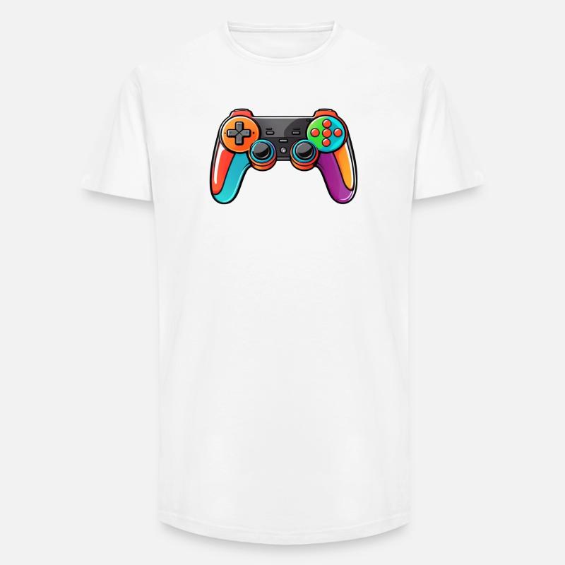 Gamepad Controller Farben Bunt - Long Fit Männer T-Shirt - Weiß