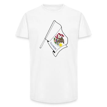 Drapeau de l’Illinois - T-shirt coupe longue homme - blanc - Devant - AI Model Male 185 light (185cm)