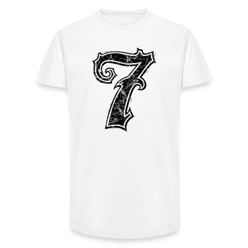7 - Long Fit Men's T-Shirt - white - Front - AI Model Male 185 light (185cm)