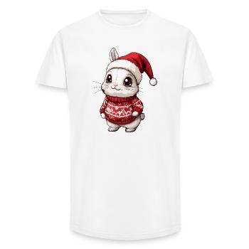 kanin jul xmas - T-shirt herr med lång passform - vit - Fram - AI Model Male 185 light (185cm)