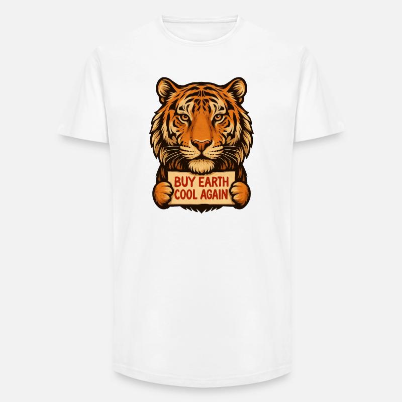 Tiger sagt: Make Eath Cool Again - Long Fit Männer T-Shirt - Weiß