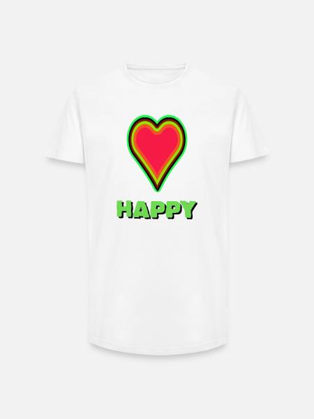 VIBRANT heart graphic with neon framing - Long Fit Men's T-Shirt - white