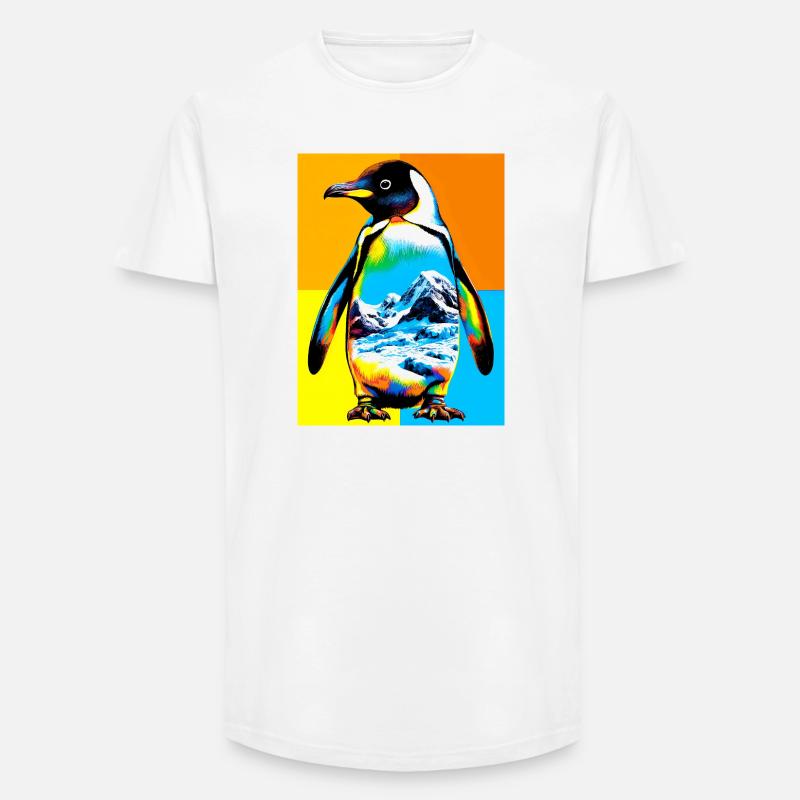 Pinguin - Long Fit Männer T-Shirt - Weiß