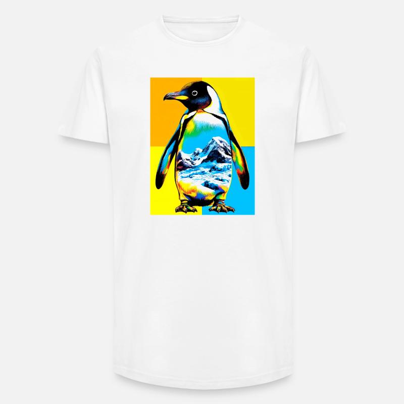 Pinguin - Long Fit Männer T-Shirt - Weiß