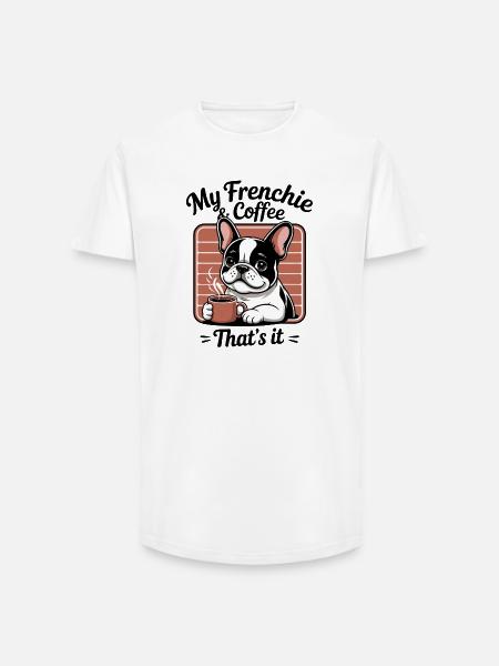 Frenchie French Bulldog Cartoon - Long Fit Men's T-Shirt - white