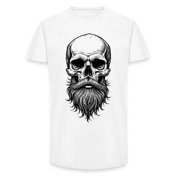 Crâne avec barbe - T-shirt coupe longue homme - blanc - Devant - AI Model Male 185 light (185cm)