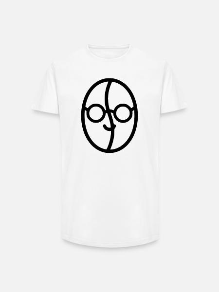 Kaffee-Liebe: Kaffeebohne mit Brille - Long Fit Männer T-Shirt - Weiß