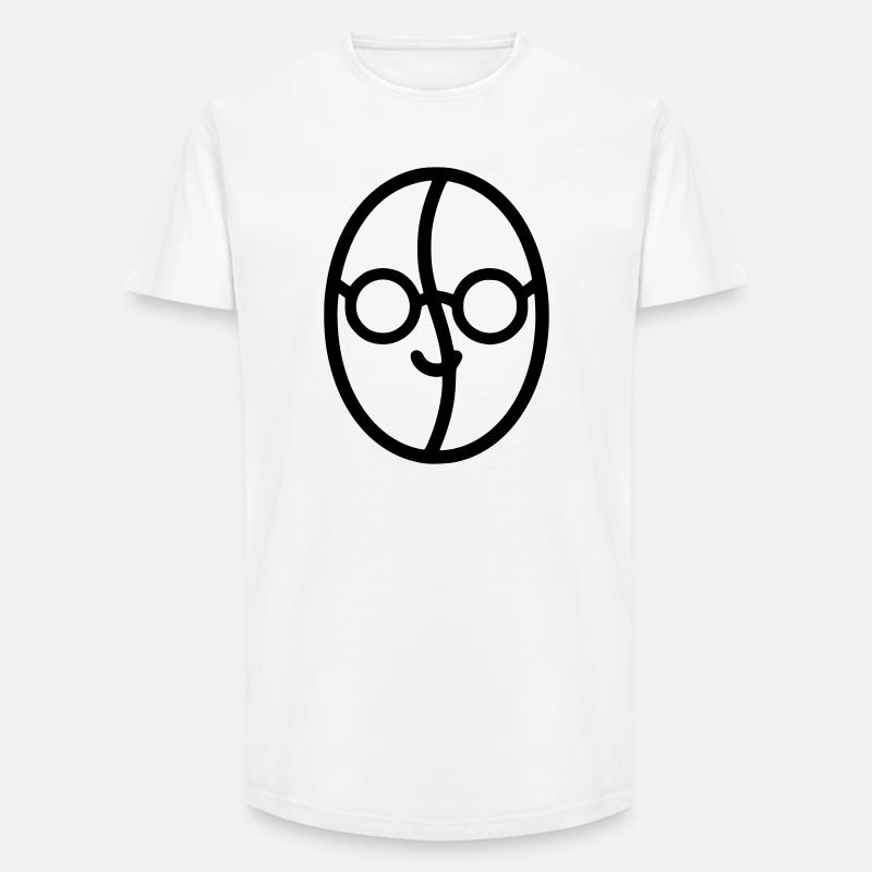 Kaffee-Liebe: Kaffeebohne mit Brille - Long Fit Männer T-Shirt - Weiß