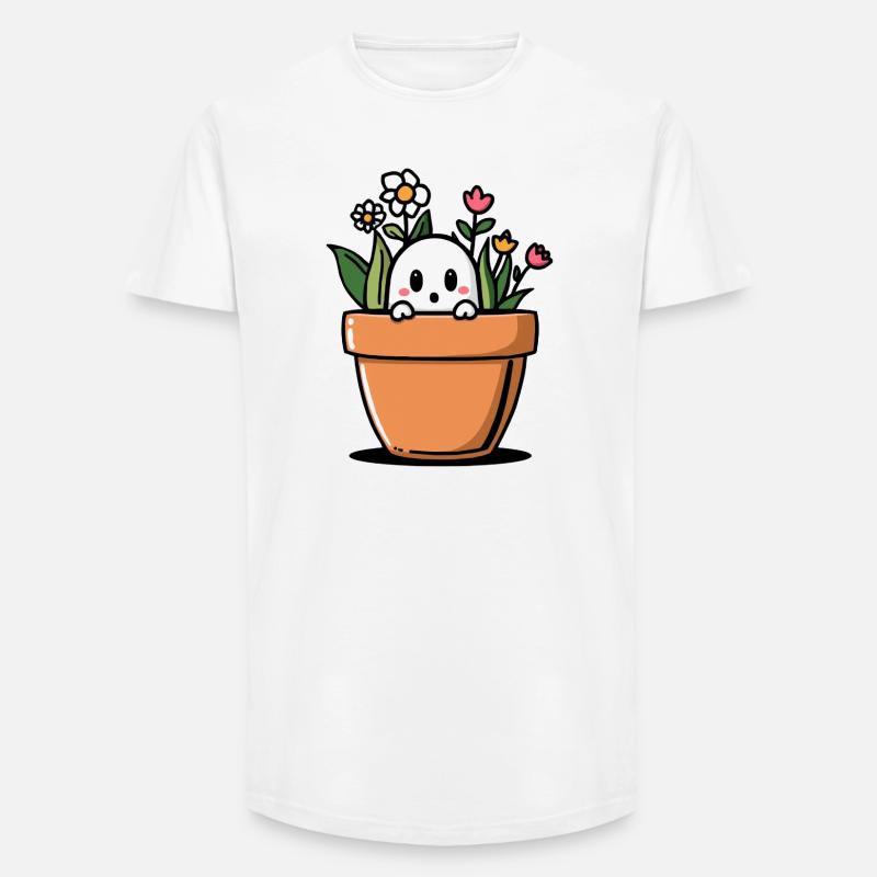 Schüchterner Geist hinter Blumentopf - Long Fit Männer T-Shirt - Weiß