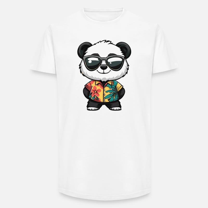 Panda Comic Urlaub - Long Fit Männer T-Shirt - Weiß