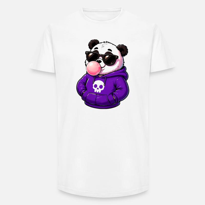 Cool_Panda_Bubblegum_Attitude - Long Fit Männer T-Shirt - Weiß