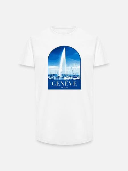 Geneva JetdEau Harbour Motif - Long Fit Men's T-Shirt - white