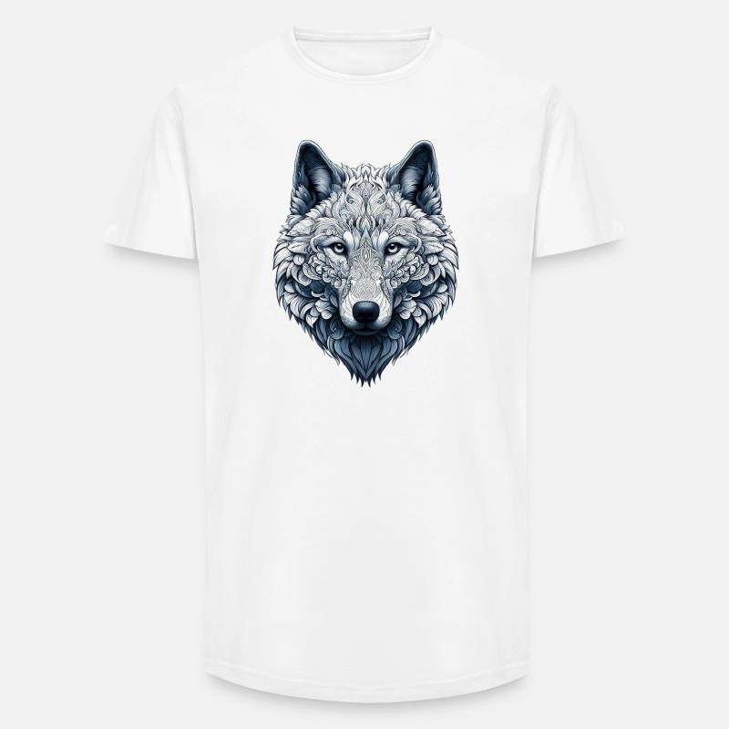Wolf mit Mandalas verziert - Long Fit Männer T-Shirt - Weiß
