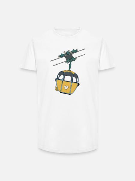 Gondol med svævebane - gult hjerte - Long fit herre T-shirt - hvid