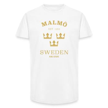 Malmö Suède Schweden - T-shirt coupe longue homme - blanc - Devant - AI Model Male 185 light (185cm)