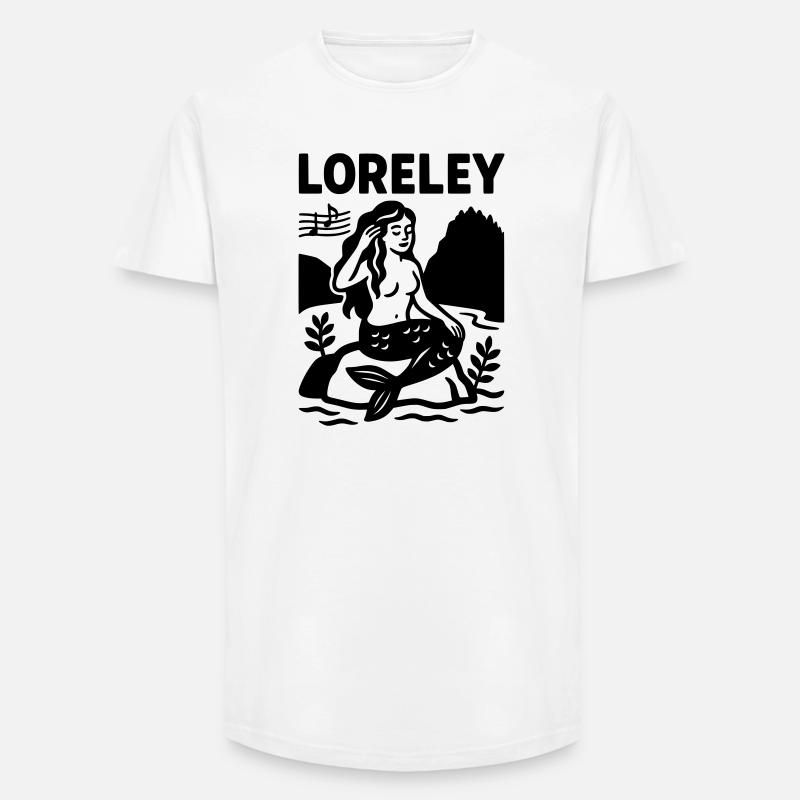 loreley - Long Fit Männer T-Shirt - Weiß