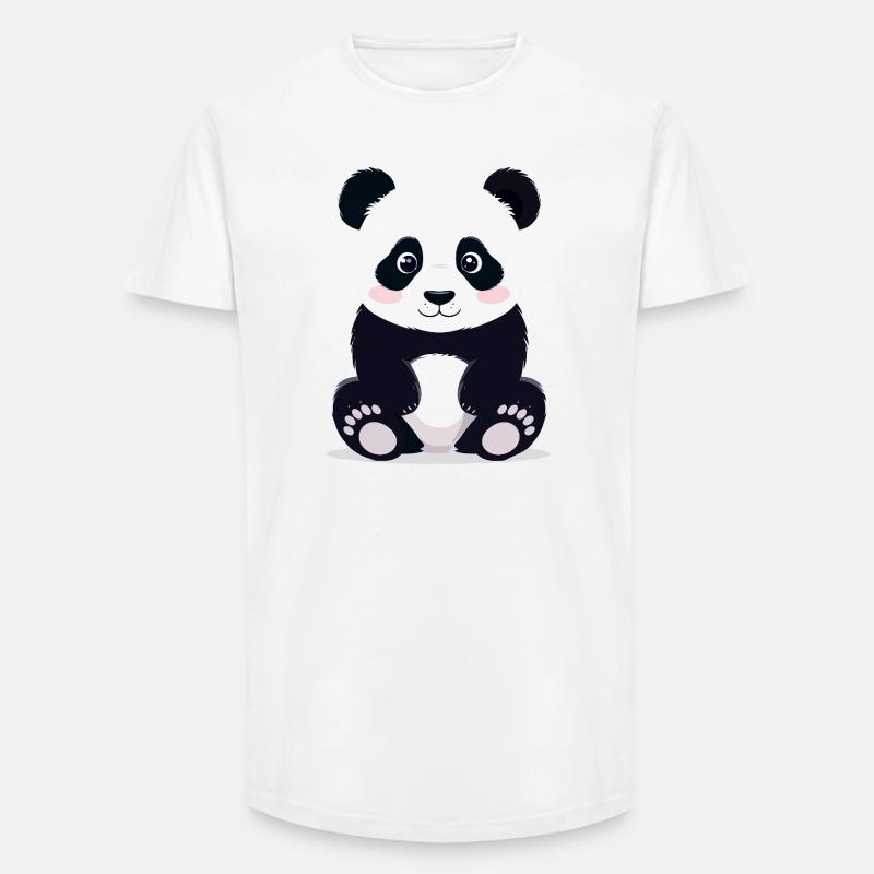 Sitzender Kuschelpanda kleiner süßer Pandabär - Long Fit Männer T-Shirt - Weiß