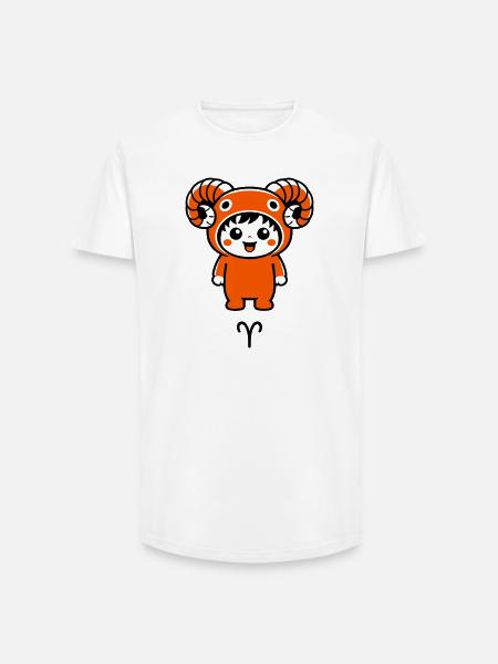 Sternzeichen Widder im Kawaii Style - Long Fit Männer T-Shirt - Weiß