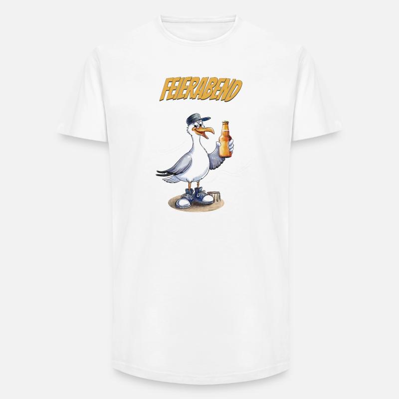 Feierabend Möwe Bierlustig Spruch - T-shirt coupe longue homme - blanc