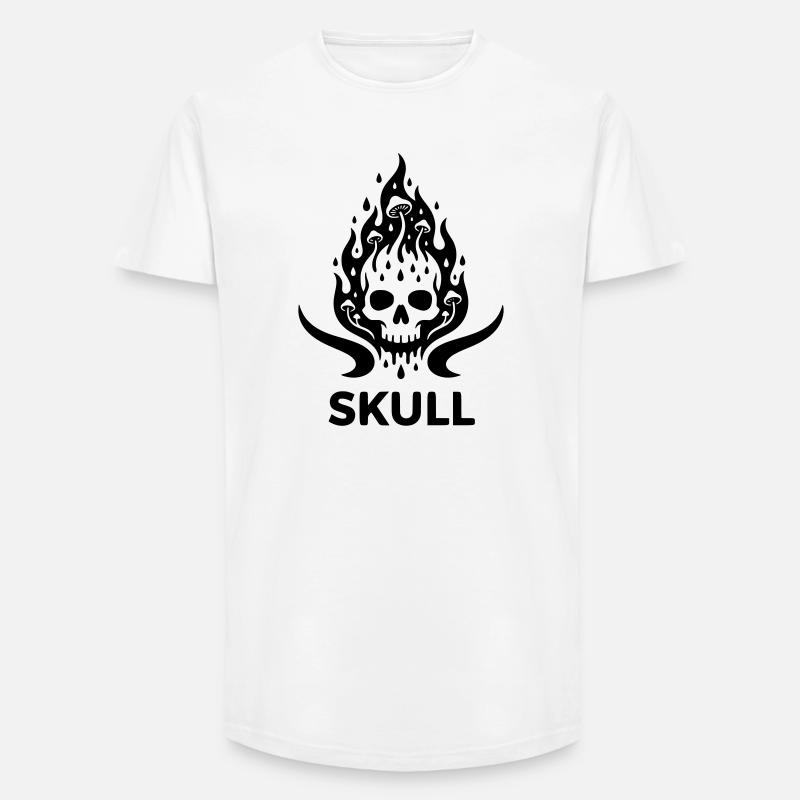 Skull - T-shirt coupe longue homme - blanc