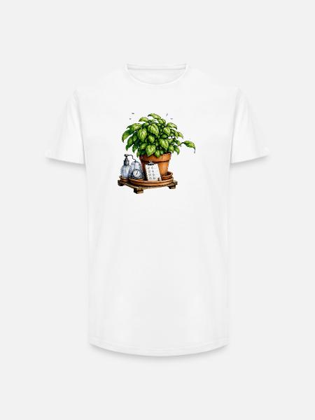 Green Thought Potted Plant - Long Fit Men's T-Shirt - white