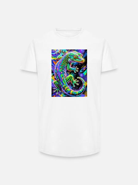Gecko - Long Fit Men's T-Shirt - white