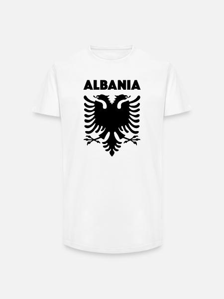 Albania black - Long Fit Men's T-Shirt - white