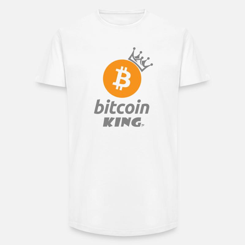 Bitcoin King Crown Logo Tee - Long Fit Männer T-Shirt - Weiß
