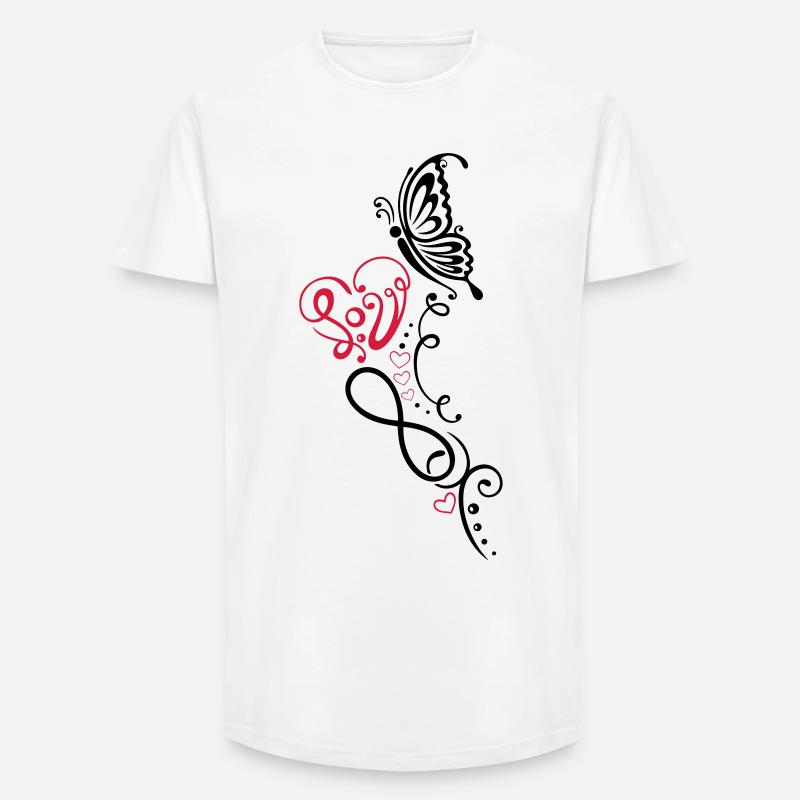 Herz mit Schmetterling, infinity - Long Fit Männer T-Shirt - Weiß