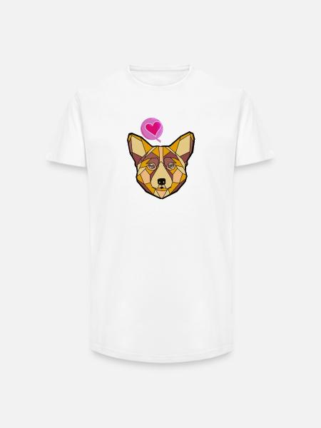 Geometric Dog with Heart - Long Fit Men's T-Shirt - white