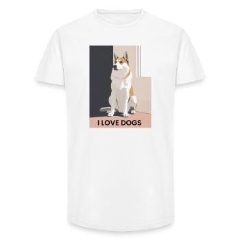 Dog Friendship Illustration - Long Fit Men's T-Shirt - white - Front - AI Model Male 185 light (185cm)