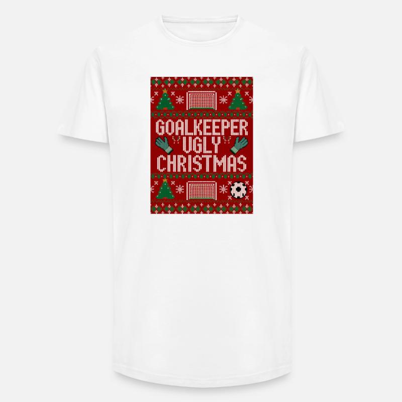 Torwart hässlicher Weihnachtspullover Design - Long Fit Männer T-Shirt - Weiß