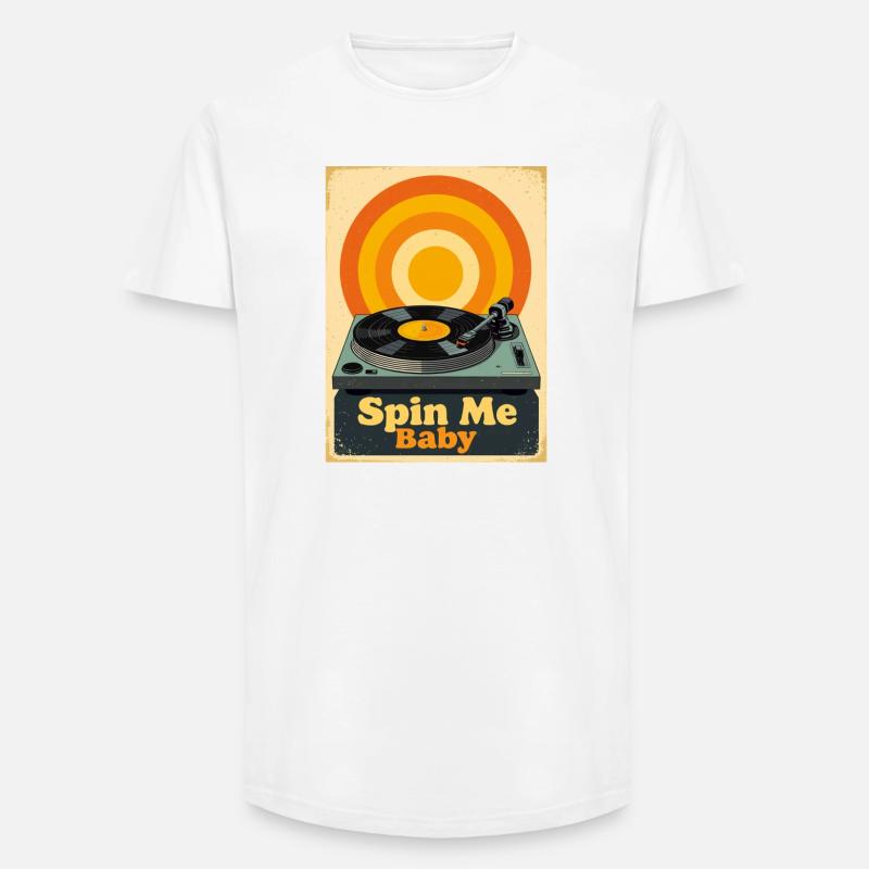 Retro-Vinylplatte mit warmem, lebendigem Ton - Long Fit Männer T-Shirt - Weiß