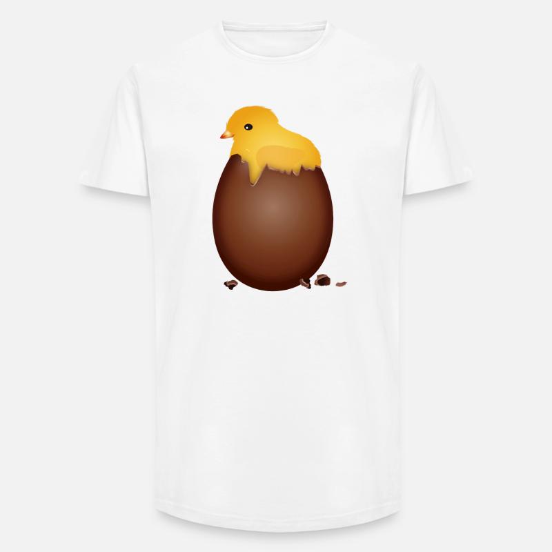 Chocolate Easter Egg with Cute Chick - Long Fit Men's T-Shirt - white