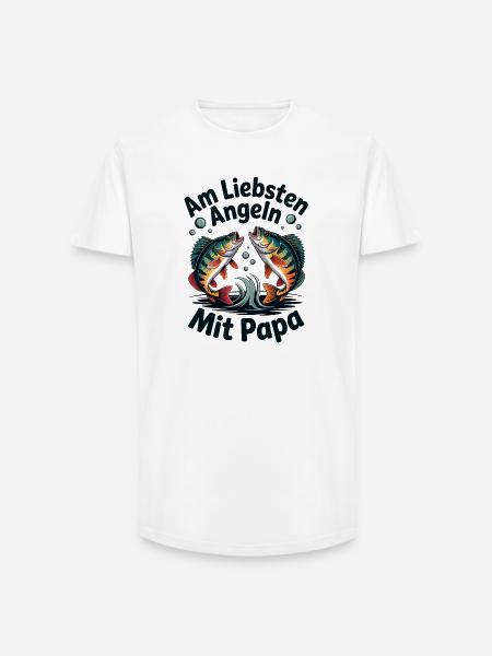 Angeln Mit Papa – Vater & Fische - Long Fit Männer T-Shirt - Weiß