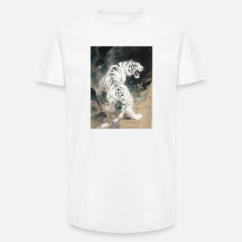 L'Apothéose Céleste : Baihu – Paix Éternelle - T-shirt coupe longue homme - blanc