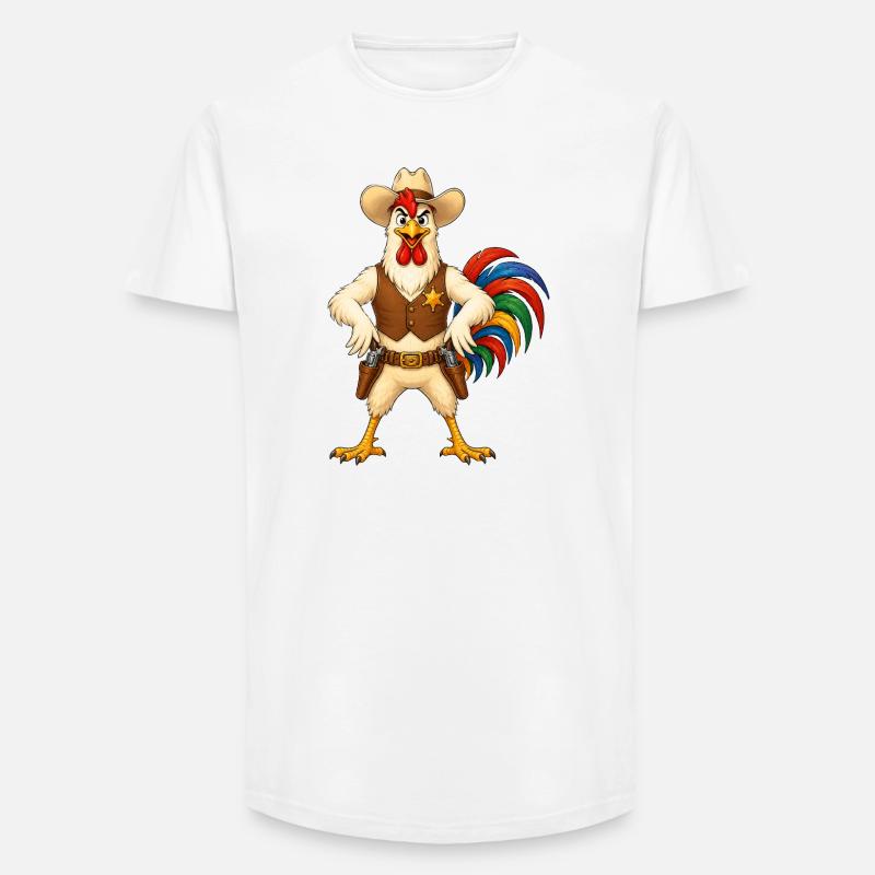 Hahn als Sheriff - Long Fit Männer T-Shirt - Weiß