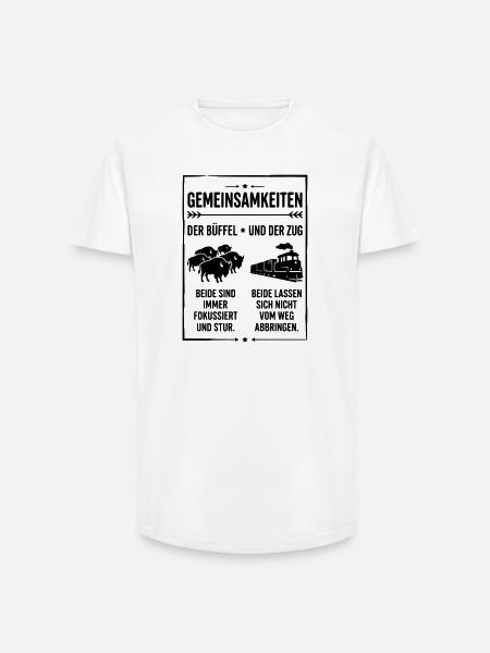 Büffel und Zug - Long Fit Männer T-Shirt - Weiß