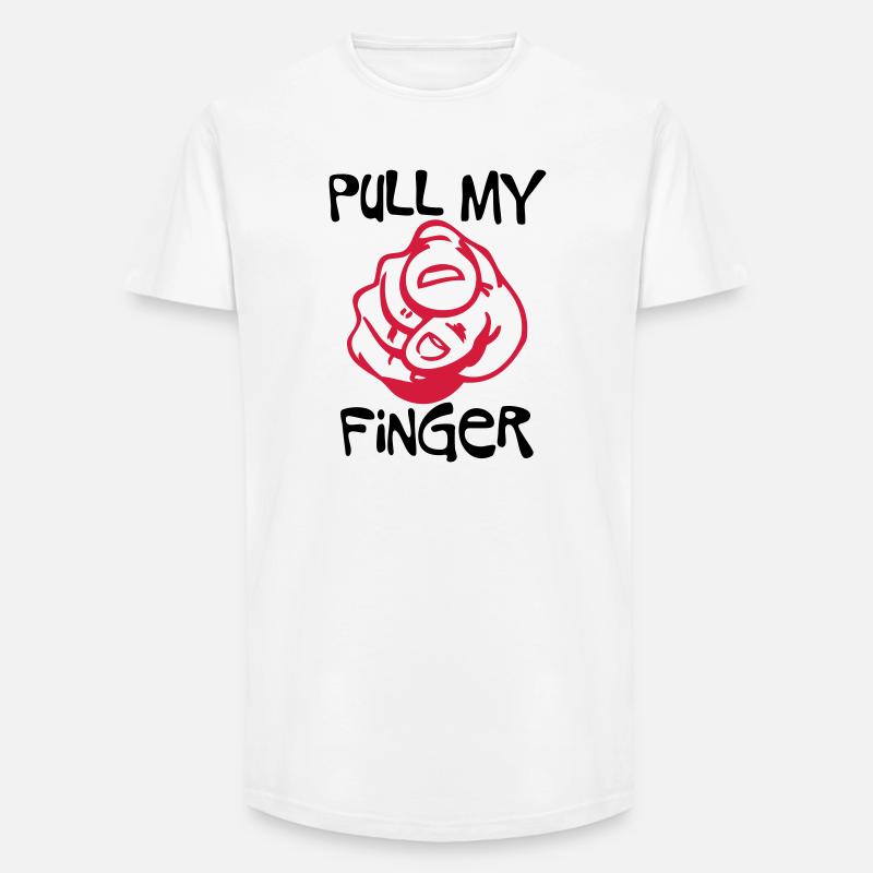 Pull my Finger - Long Fit Männer T-Shirt - Weiß