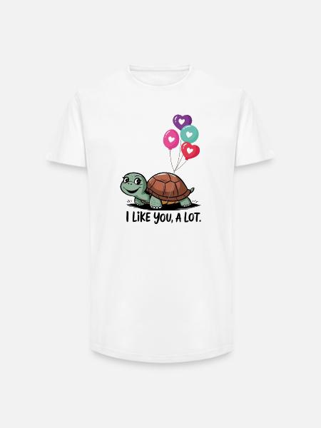 Turtle with Heart Balloons - Long Fit Men's T-Shirt - white