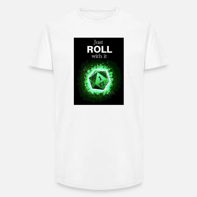 Faites simplement avec les dés verts rétro D20 - T-shirt coupe longue homme - blanc