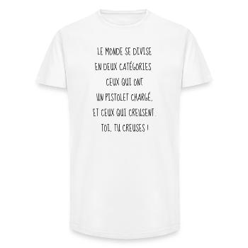 Cinéma / Citation / Série télé / Geek - T-shirt coupe longue homme - blanc - Devant - AI Model Male 185 light (185cm)