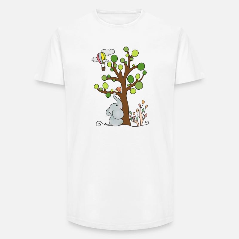 Elefant unterm Baum - Long Fit Männer T-Shirt - Weiß