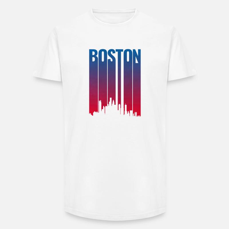 Boston Skyline Gradient Night - Long Fit Männer T-Shirt - Weiß