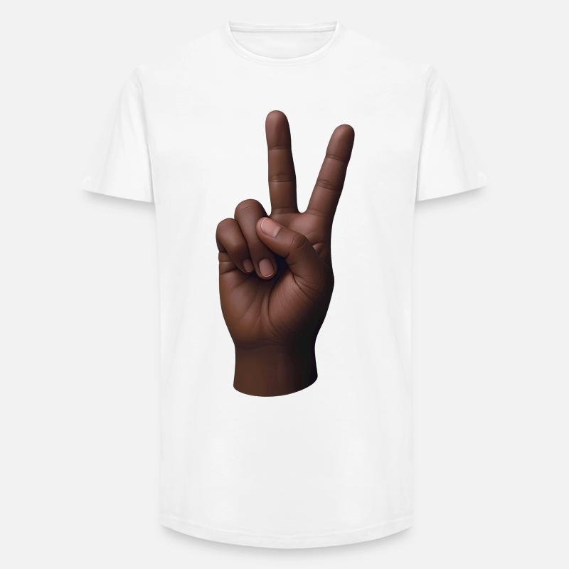 PEACE HAND #3 – Frieden & Liebe - Long Fit Männer T-Shirt - Weiß