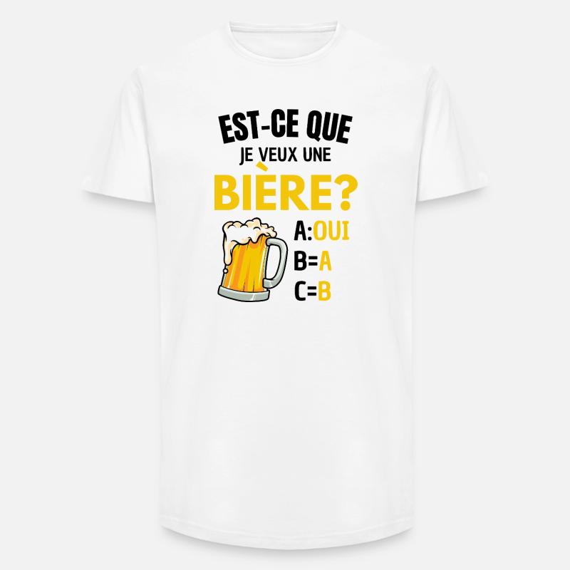 Will ich ein Bier? Beauf Alkoholwitz - Long Fit Männer T-Shirt - Weiß