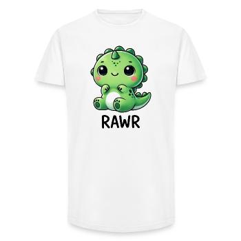 Mignon Dino T-Rex Dinosaure Cartoon Chibi Roar - T-shirt coupe longue homme - blanc - Devant - AI Model Male 185 light (185cm)