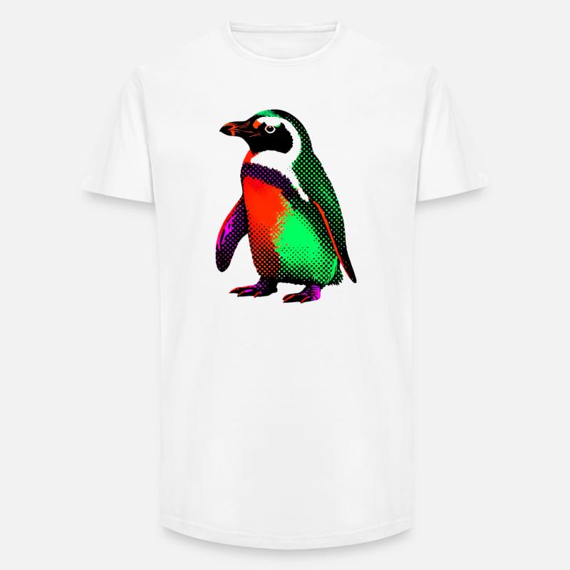 Pinguin - Long Fit Männer T-Shirt - Weiß
