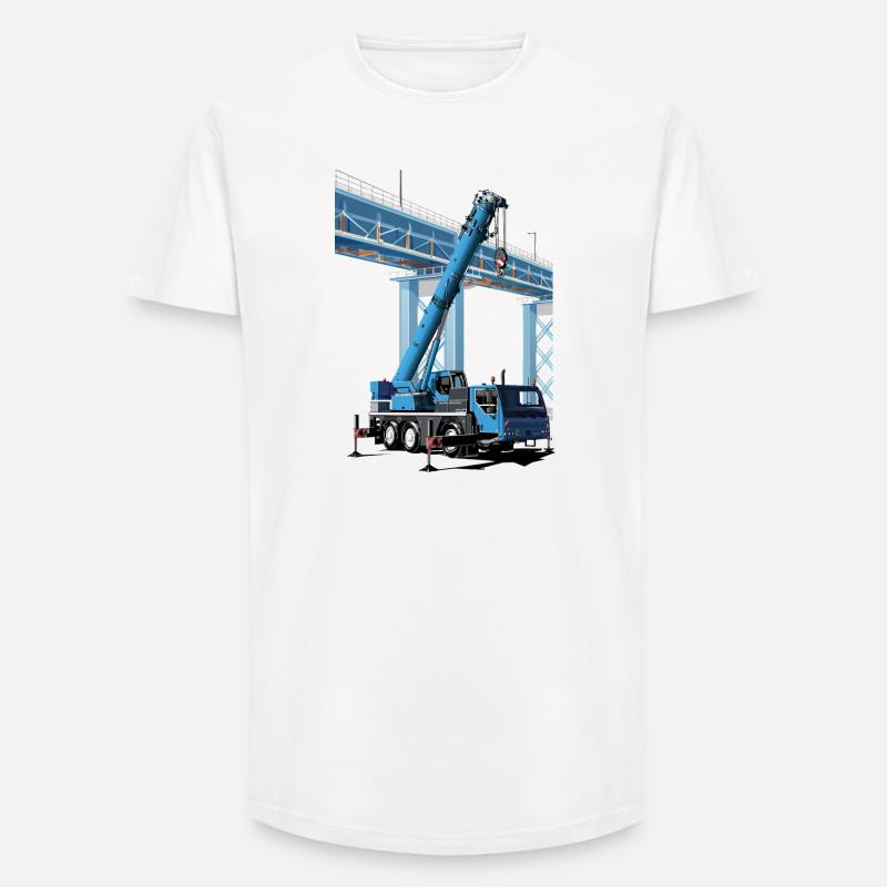 Mobile crane assembles bridge sections - Long Fit Men's T-Shirt - white