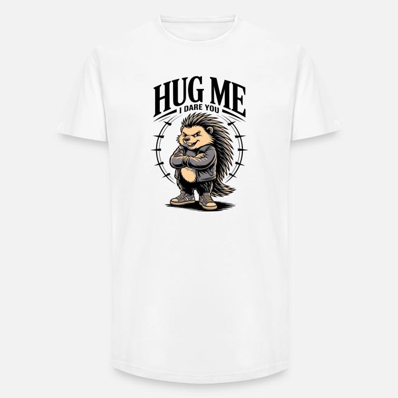 Prends-moi dans tes bras, je te défie, hérisson - T-shirt coupe longue homme - blanc